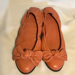THE FLEXX Orange Ballet Flats w/ Bow Womens Size 8
